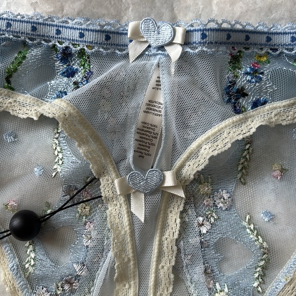 For Love And Lemons 🍋 midsummer high waisted thong , baby blue floral - Picture 5 of 7